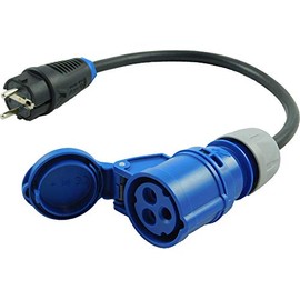 NWP Adapter CEE Coupling 230 V 16 A to Schuko Plug - 3 x 2.5 mm² Rubber Hose Cable - IP44 - For Camping, Caravan, Boat, Markets, Outdoor Use