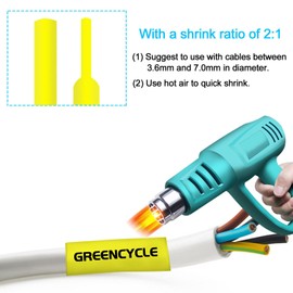 GREENCYCLE HSe-631 HS2-631 HS-631 Heat Shrink Tube Label Tape 1/2" 11.7 mm 0.46 inch Black on Yellow Compatible for Brother P-Touch PT-D200 D210 D400 D600 PTE300 PTE550W PTP700 P710BT PTP750W, 5 Pack