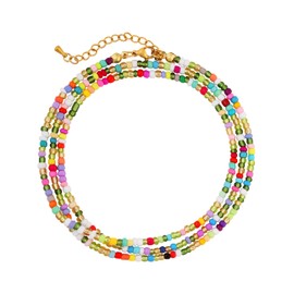 Sacina Colorful Beaded Anklet, Rainbow Long Colorful Beaded Chain, Hippie Boho Beach Jewelry for Women, Christmas Jewelry Gift for Women