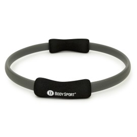 Body Sport Pilates Ring with Foam Padded Grips to Sculpt the Thighs, Core, Arms and More,Gray