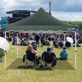 Hoteel 10x10 Pop Up Canopy Tent for Parties with 4 Sandbags, 4 Ropes, 4 Stakes & Wavy Edge, One Person EZ Setup, 20% Thicker Cross Tubes, Increased Height, 310cm Model for Ample Comfort, Gray