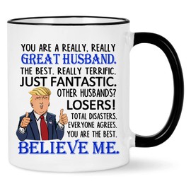 WENSSY Trump Great Husband Mug, Valentine's Day Gifts for Husband, Funny Trump Husband Gifts, Valentine's Day Husband Gifts from Wife, Cool Gifts for Husband, Trump Husband Mug 11 Ounce Black Handle
