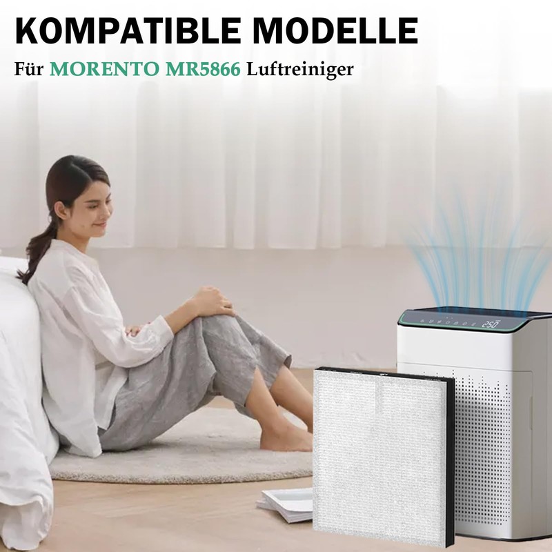 MR5866 Replacement Filter for MORENTO MR5866 Air Purifier, 3-in-1 H13