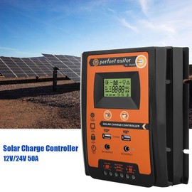 Keenso 12V/24V 30A/50A/70A MPPT Controlador de carga solar Panel solar Regulador de batería Pantalla USB dual LCD(50A)