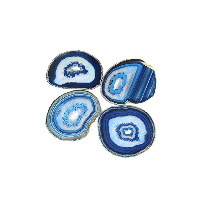 JIC Gem Extra Blue 4-5" Dyed Color Natural Agate Coasters
