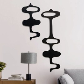 LiveInUrban 7PCS Mid Century Modern PVC Panel Wall Decoration, Bohemian Aesthetic Wall Decal for Bedroom Living Room Room Decor, Vintage 70s Irregular Design 1