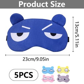 5 Stück Augenmaske zum Schlafen, Cartoon-Augenmaske, Augenmaske Modisch und Niedlich, Druck-Schlafmaske, Lustige Augenmasken, für Männer und Frauen