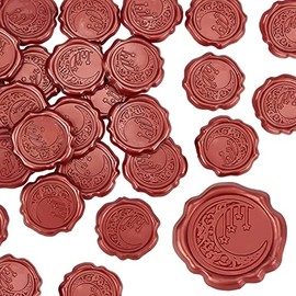 CRASPIRE Adhesive Wax Seal Stickers 25PCS Moon Stars Self- Adhesive Wax Seals Decorative Stamp Stickers Envelope Stickers Red for Decor Wedding Invitation Envelopes Craft Scrapbook Party Gift