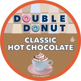 Double Donut Hot Chocolate Pods for Keurig K Cups Brewers, Single Serve Classic Hot Cocoa Pods, 24 Count