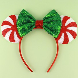 Christmas Mouse Ears Headbands for Women-White