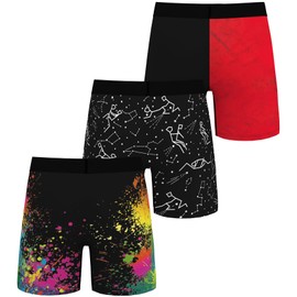 ANGEL CITIZ Men's 3 Pack Boxer Briefs Comfy Breathable Boxer Shorts Novelty Briefs Underpants Wide Waistband Underwear for Men 3P01-2XL