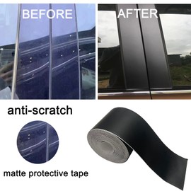 MFQNENLK Matte Black Vinyl Tape for Black Out Chrome Delete Window Trim, Matte Black Vinyl Wrap Roll, Self-Adhesive Car Chrome Door Trim Delete Tape DIY Film with Tool Kit (1 inches x 30 feet)