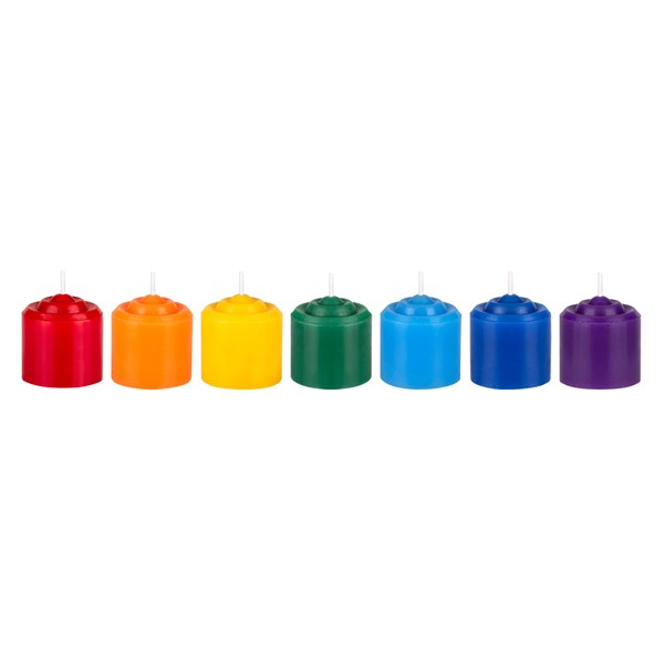 Mega Candles 7個 無香チャクラ 奉納キャンドル 手作業で注いだプレミアムワックスキャンドル 10時間 1.38インチ x 1.5インチ