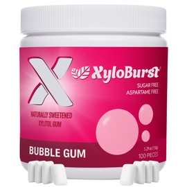 XyloBurst Gum | Xylitol Chewing Gum | Sugar Free, Gluten Free, Keto Friendly | Aspartame Free Gum For Oral Health | Bubble Gum | 100-Count Jar, Pack of 3