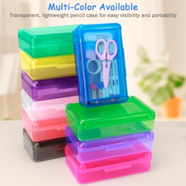 Nuozme Double Layer Large Capacity Pen Box,Plastic Translucent Pencil Box, Hard Pencil Cases with Snap-Tight Lid for Pens, Pencils, School Supplies,Office Supplies, 1 Pack