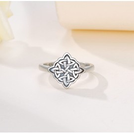 Peireara Witches Kont Ring for Women 925 Sterling Silver Celtic Witch Ring Good Luck Irish Pagan Wiccan Jewelry Gifts for Women