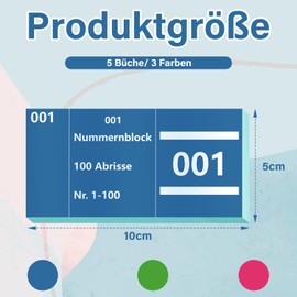 Double Numbers 1-100 Numbers 5 x 10 cm Number Pad Number Pads Tombola Double Numbers Loose Numbered Tears Loose Tombola Number Pad Paper Double Number Pad (Blue Green Pink, 5)