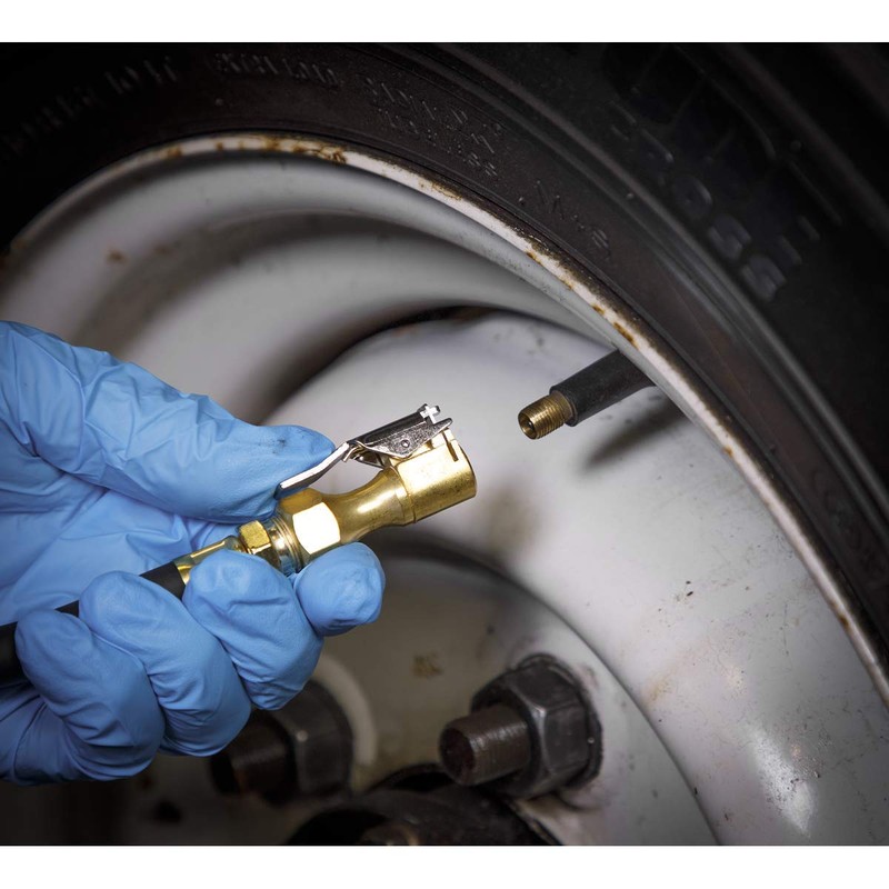 Sealey Compact Tyre Inflator with Pressure Guage and Clip-On Connector,