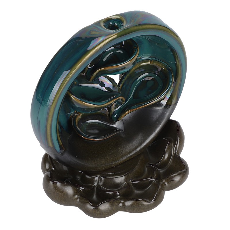 Backflow Incense Burner Waterfall Lotus Base Ceramic Holder Aromatherapy Ornament