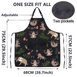 Sloth Cooking Apron, Cute Sloths Kitchen Apron with Pocket Home Kitchen Cooking Baking Gardening Sloth Apron Gift for Sloth Lovers Gift, sloth color