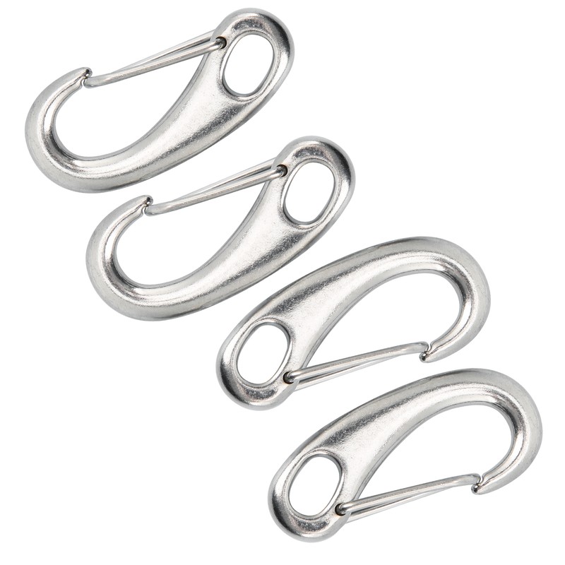 4pcs 100mm Heavy Duty Snap Rope Hook Stainless Steel Spring