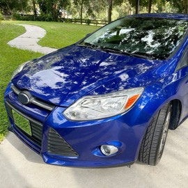 ECOTRIC Pair Headlights Compatible with 2012-2014 Ford Focus Head Lamps Left+Right/Driver+Passenger Chrome Housing Trim(Halogen Type)