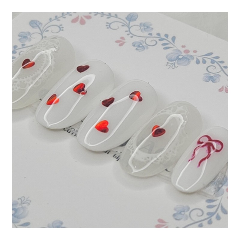 Signal Heart Handmade Nail Tips - Oval M / 시그널