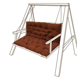 Isodjit Porch Swing Cushions, Swing Cushions 3 Seater Replacement, Swing Cushions for Outdoor Furniture with Backrest and Ties, for Patio Garden Furniture (Dark Curry, 60 x 40 in)