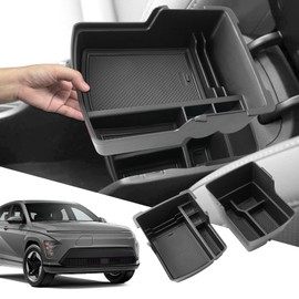 SXCY [2PCS Upper for 2024 2025 Hyundai Kona/Kona EV Center Console Organizer for 2024 2025 Hyundai Kona EV Accessories Armrest Storage for 2024 2025 Kona Console Organizer for [2024+ Kona Gas/EV]