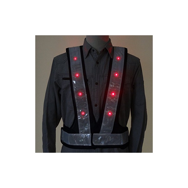 LED Safety Vest Reflective Material Width 6cm, Navy/White
