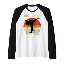 Cool Karate Gifts For Boys Girls Funny Smell My Feet Karate Raglan Baseball Tee