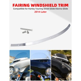 Amazicha Polished Windshield Trim Chrome Windscreen Trim Compatible for 14-23 Harley Davidson Touring Street Glide Electra Glide Ultra Limited Tri Glide 2014-2024