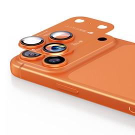 iPhone17pro Camera Protective Film (Like a Professional Equipment), Laser Engraved, Aluminum Alloy Frame & Tempered Glass, "Unbeatable Lenses", Orange