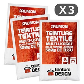 Lote de 3 sobres de Tinte Textil - NARANJA SAUMON - tintes universales para ropa y tejidos naturales