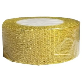 Sparkle/Satin/Grosgrain/Autism Ribbon for Dance, Floral Designs, Gift Wrapping, Sewing (25yd 1.5" Gold Glitter Ribbon)