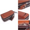 Contacts Genuine Leather Car Key Case Holder Double Zipper Keychain