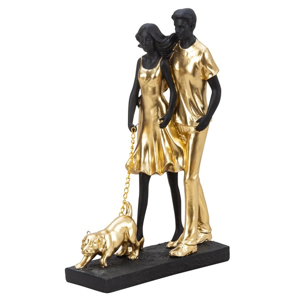 Lifestyle & More Decorative Figurine Pair with Dog Gold/Black Artificial