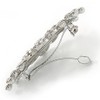 Medium Silver Tone Filigree Diamante Floral Barrette Hair Clip Grip