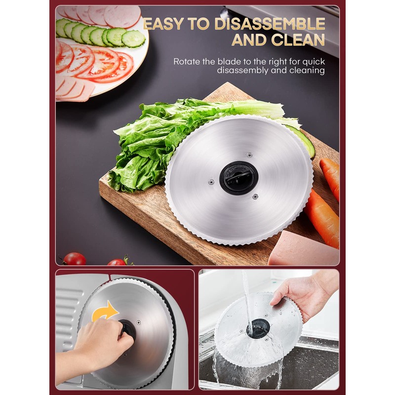 FOHERE 200W Meat Slicer Machine for Home, Electric Food Slicer