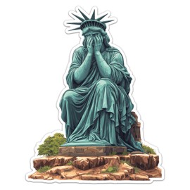 Anti Trump Weeping Statue of Liberty Sticker, Waterproof Vinyl Car Bumper Sticker, Laptop, Water Bottle, Bookcase, Phone Cases, Wall and Window, Size, 6'' Longer Side