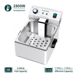 Deep Fryer - South Base Commercial Electric Deep Fryer With Basket, Temperature Adjustable For Fried Chicken, French Fries, Wings,110V,1750W（2.65Gal）