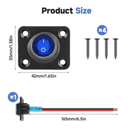 UIHRLM Rocker Switches, 12V - 24V Round Rocker Switches Panel with LED light, Easy Installation Toggle Rocker ON/OFF Panel Vehicle Accessory for Automotive, Car, Boat, Truck, Motorcycle
