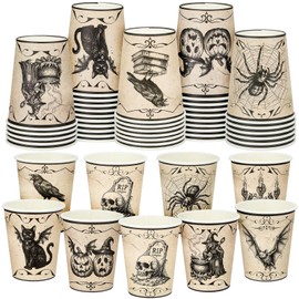 48 Pcs Halloween Paper Cups 9 oz Gothic Disposable Cups