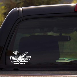 Fins Up! Decal Sticker for Windows Cars JDM Trucks Bumpers Laptops (5x8 Inches, 2pcs)