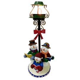 Three Snowman Reading Book Tea Light Holder