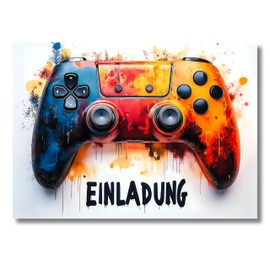 HIDEBLOOM Gaming Invitation Cards Children's Birthday Boy I Pack of 12 I DIN A6 (10.5 cm x 14.8 cm) I Gaming Invitation Birthday Children I Invitation Card Teenager I Invitations Controller Gaming