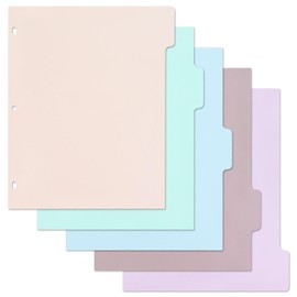 Koqye Dividers for 3 Ring Binder, 1/6 Cut Tabs, Colorful Plastic 3 Hole Pouch Dividers, Insertable 3 Ring Binder Dividers Sheet Protectors (Colorful - 5 Tab)