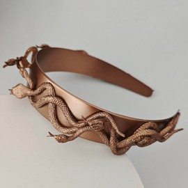 Eioi & Lmnm Greek Medusa Snake Headband for Women, Bronze Medusa Snake Headpiece, Medusa Cosplay Headdress with Greek Laurel Leaves for Halloween (B, one-size)