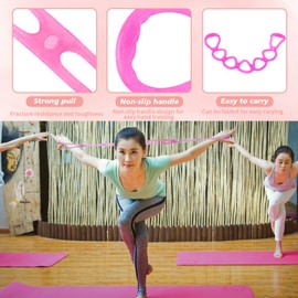 7 Ring Stretch Resistance Exercise Band, Back, Foot, Leg & Hand Stretcher, Resistance Exercise Bands, Portable Workout Yoga Stretching Exerciser for Home Gym Fitness Physical Therapy (Rosered)