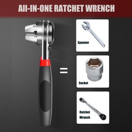 Adjustable Ratchet Wrench, TrumLandy Ratchet Wrench for 6-22mm Screws, High Torque Corrosion Resistance Ratcheting Socket Wrench Works with Multiple Fasteners with Non-Slip Handle